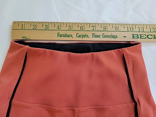 ZYIA ACTIVE Women’s Burnt Orange Premium 7/8 Leggings Ribbed Black Stripes Sz 4 - Picture 10 of 13