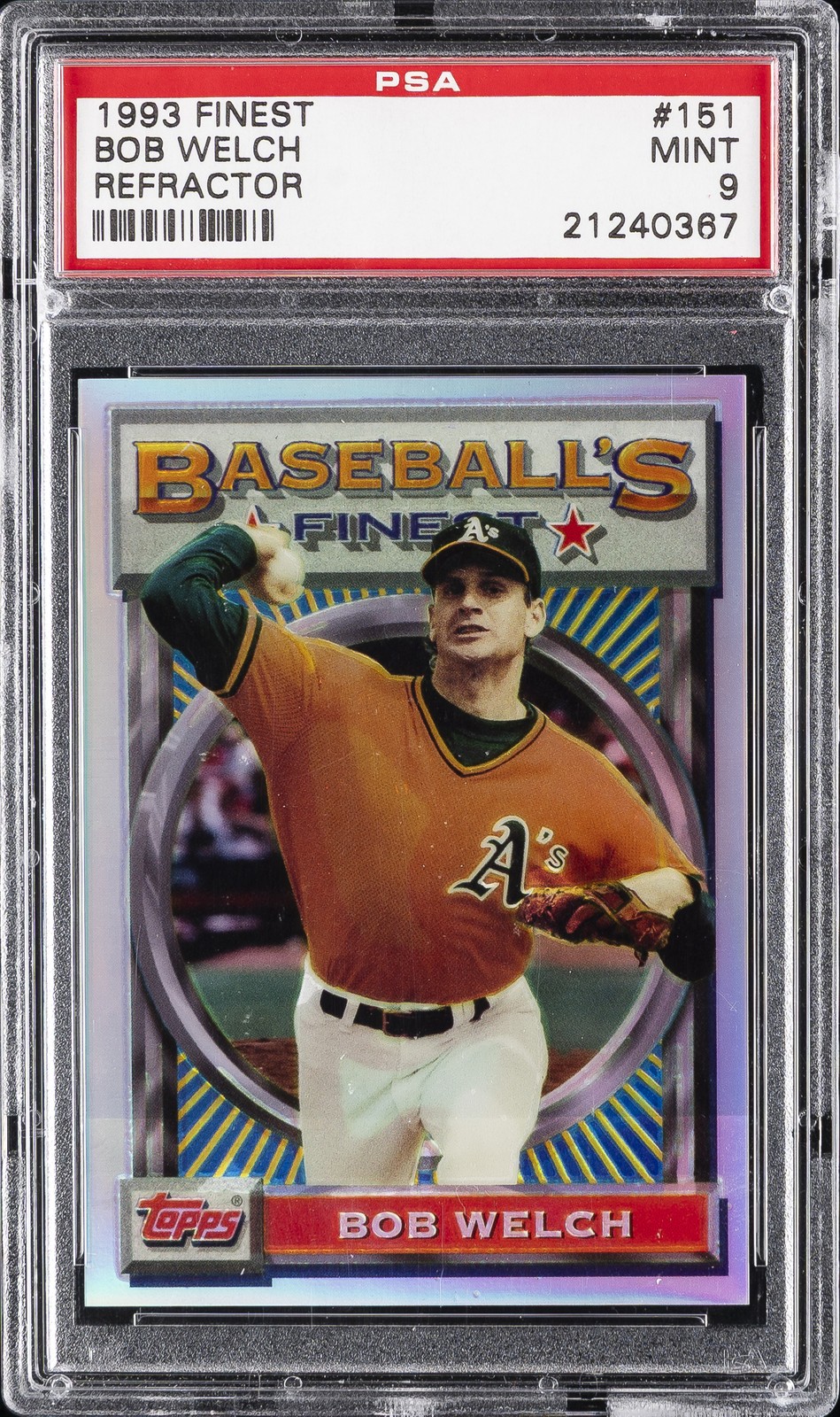 1993 FINEST REFRACTOR #151 BOB WELCH PSA 9