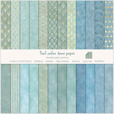 6''X 6'' Blue Geometric Scrapbook Paper Pad- 24 Sheets Double Sided Paper for Ju