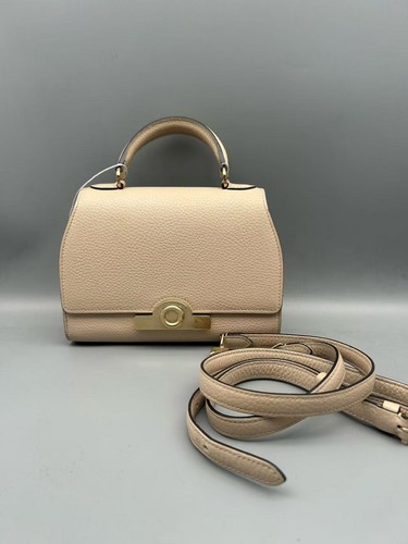 Moynat Rejane BB Light Taupe Beige Grained Leather Top Hand Bag
