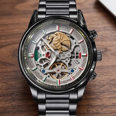 Personalized Mexico Heritage Watch Stainless Steel Gift for Him