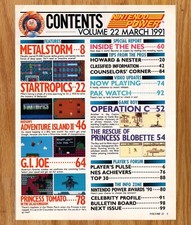 Nintendo Power Vol 22 Tabla de Contenido - Anuncios Impresos de Videojuegos Póster Arte 1991
