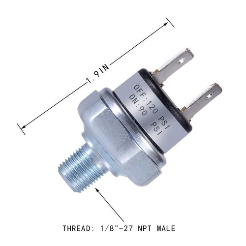2PCS Air Pressure Switch 90-120 PSI Pressure Switch 1/8"-27 NPT DC 24V 12V - Picture 5 of 5