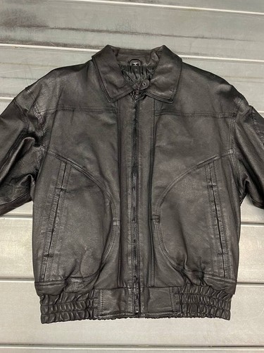 Chaqueta de Vuelo Bombardero de Colección Saddlery Para Hombre Mediana Cuero Negro Motociclista Aviador - Imagen 2 de 8