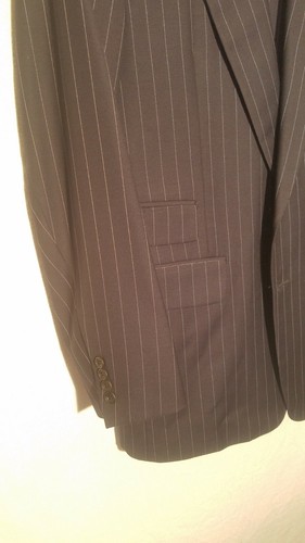 Traje a rayas azul marino Paul Stuart pecho completo 38"" cintura 38"" chaqueta de dos botones - Imagen 4 de 12