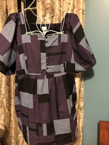 Lane Bryant Venezia lila blau schwarz Kimono Empire Taille Tunika Bluse 18/20