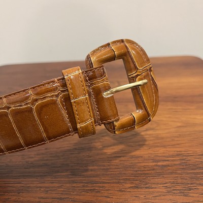 Vintage Retro Brown Snakeskin Pattern Genuine Leather Belt  display picture 2