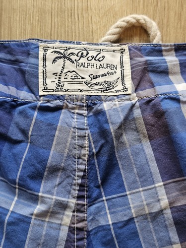 Polo Ralph Lauren blue plaid men's board shorts swim surf beach, sz 34, GUC - Picture 12 of 13