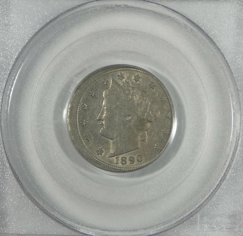 MINT ERROR 1890 Liberty/"V" Nickel CERTIFIED PCGS XF 45 Struck 10% Off Center  - Image 2 of 4