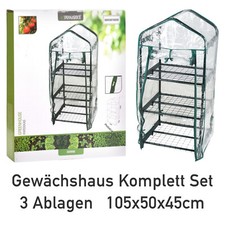 Gewächshaus 105x50x45cm Foliengewächshaus Treibhaus Pflanzregal Balkon Terrasse