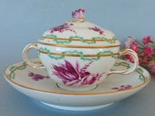 Rare Antique Meissen hand painted covered Cup  Saucer c. 1763-74