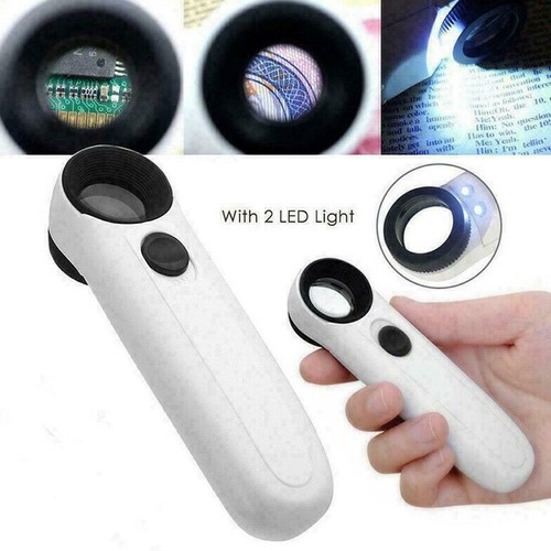 Fashion 40X Magnifying Magnifier Glass Jeweler Eye 2LED Light Loop Jewelry E3A2 - Foto 6 di 11