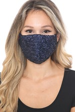 Aulin Collection Made in USA Sequin Fabric Washable Reusable Fashion Face Mask