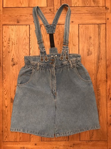 Ladies High Waist Denim Shorts/Dungarees With Removable Braces Waist 32/35  Inch | eBay