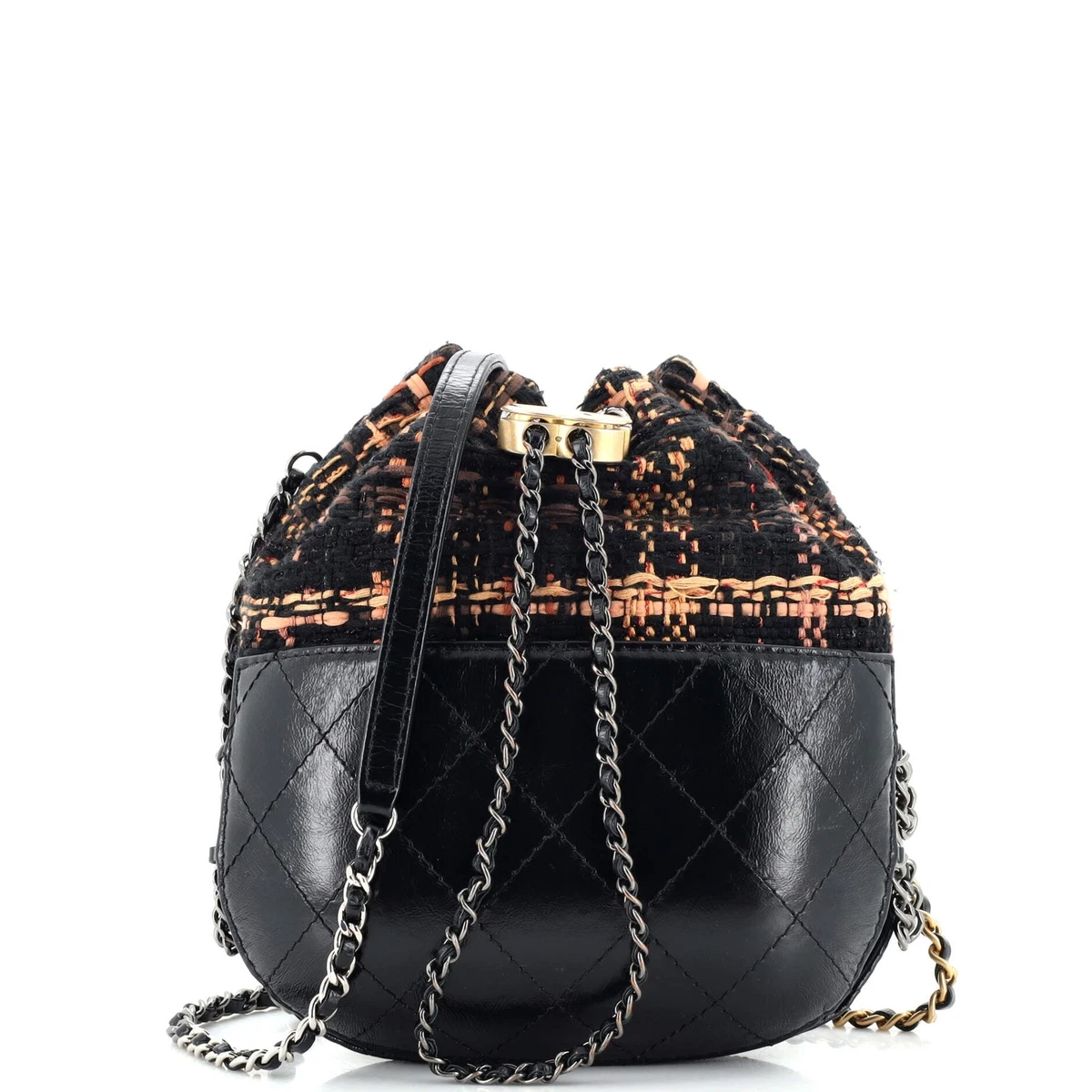 Chanel Gabrielle Drawstring Bag Quilted Calfskin and Tweed Small | eBay