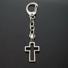 Hollow Cross Design Christian Christianity Keychain Cilp On Bag Key Chain Ring