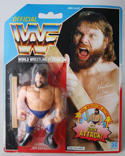 VINTAGE 1990 WWF HACKSAW JIM DUGGAN FIGURE WITH HA...