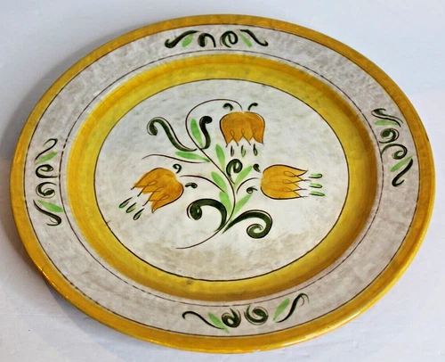 Vintage Stangl Terra Rose Yellow Tulip 12.5” Chop Plate Charger Round Platter