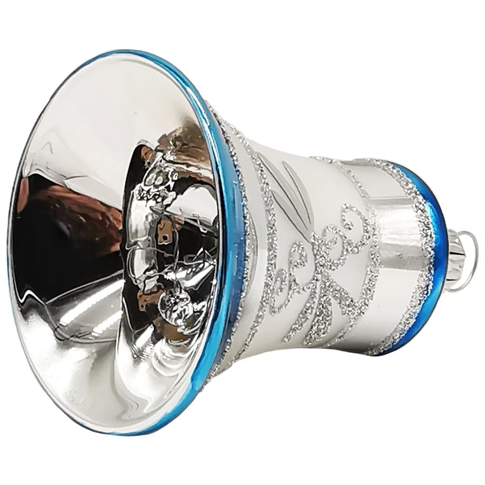Glocke Lauscha Nostalgie blau Ø 5cm - Schatzhauser Christbaumschmuck - Bild 2 von 3