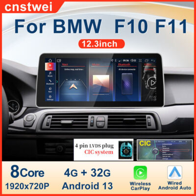 12.3'' Carplay Screen Car Stereo WIFI GPS NAVI 4+32G For BMW 5 Series F10/11 CIC