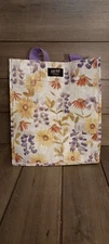 GiGi Hill of Los Angeles Reusable Grocery Tote Bag Floral Pattern Purple Handles