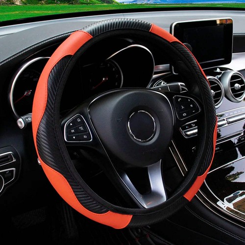 PU Carbon Fiber Leather Car Steering Wheel Cover without Inner Ring Suitable for - Picture 21 of 32