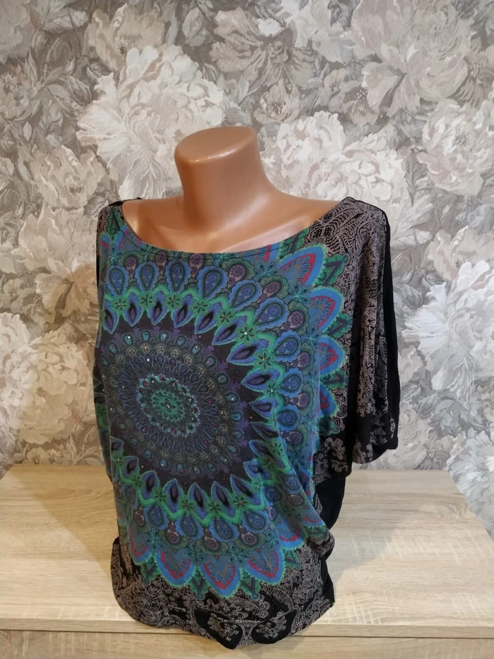 Blusa mujer Desigual talla S negra multi adorno Foto 3 de 4