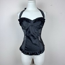 Y2K Fredericks Of Hollywood Corset Top Womens 34 Bustier Ruffle Goth Whimsigoth
