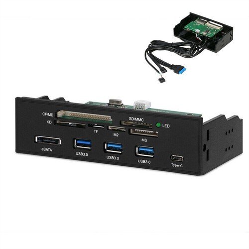 5.25" Computer Interface Panel USB Card Reader USB 3.0 Type-C eSATA SD TF CF XD - Picture 1 of 8