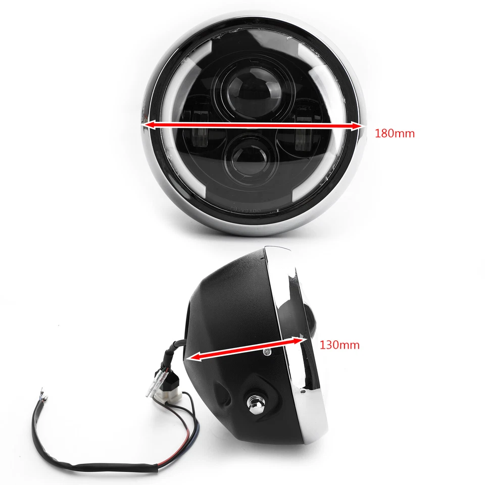 7" LED Headlight Hi/Lo Fog Driving DRL for Motorcycle Dyna Cafe Racer Bobber S2 Foto 2 de 4