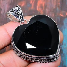 Black Spinel Gemstone Handmade 925 Sterling Silver Jewelry Pendant Gifts For Mom