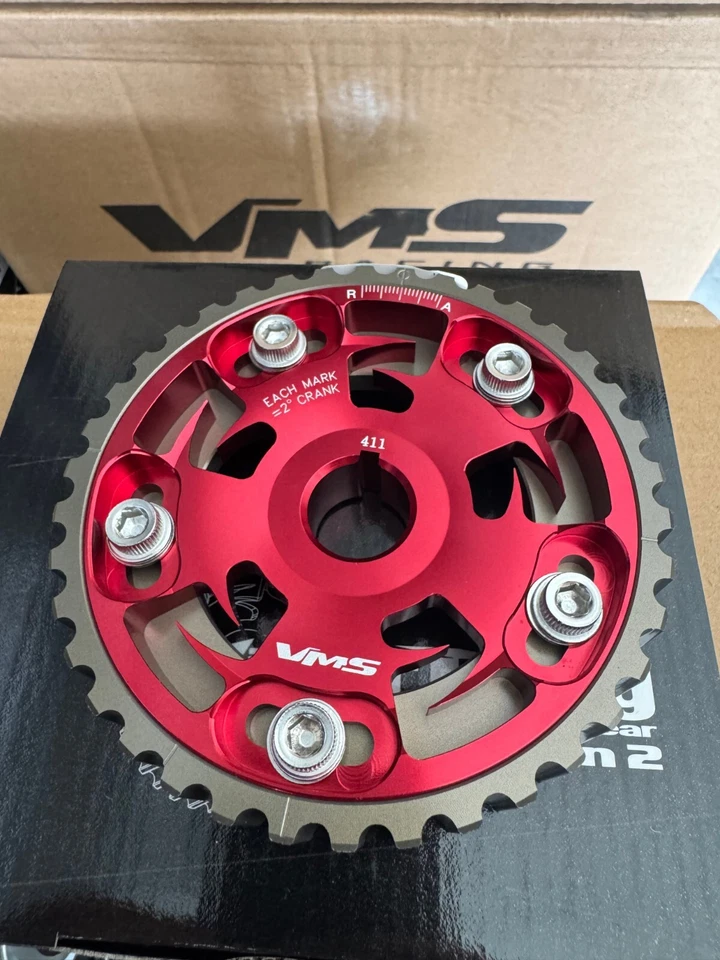 Engranaje de leva ajustable VMS en rojo para Honda Civic CRX D15 D16 SOHC de 1988 a 2000 Foto 4 de 4