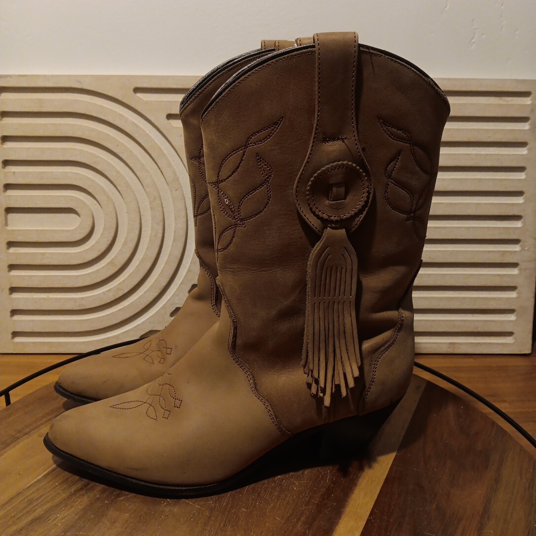 Santa Fe Boot Co Cowboy boots western brown leather women\'s sz 8 white stitching Santa Fe Boots Indiana Women main image 3