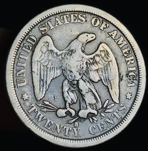 1875 S Twenty Cent Piece 20C Ungraded Circulated 90% Silver US Coin CC23483 - Picture 3 of 6