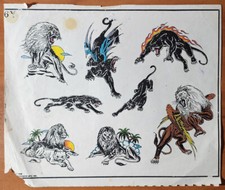 1989 Spaulding Rogers Pinky Yun Traditional Japanese Vintage Tattoo Flash Sheet