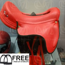 Red Endurance Horse Saddle With Stirrup Strap Stirrups  Size 14"15"16"17"18"