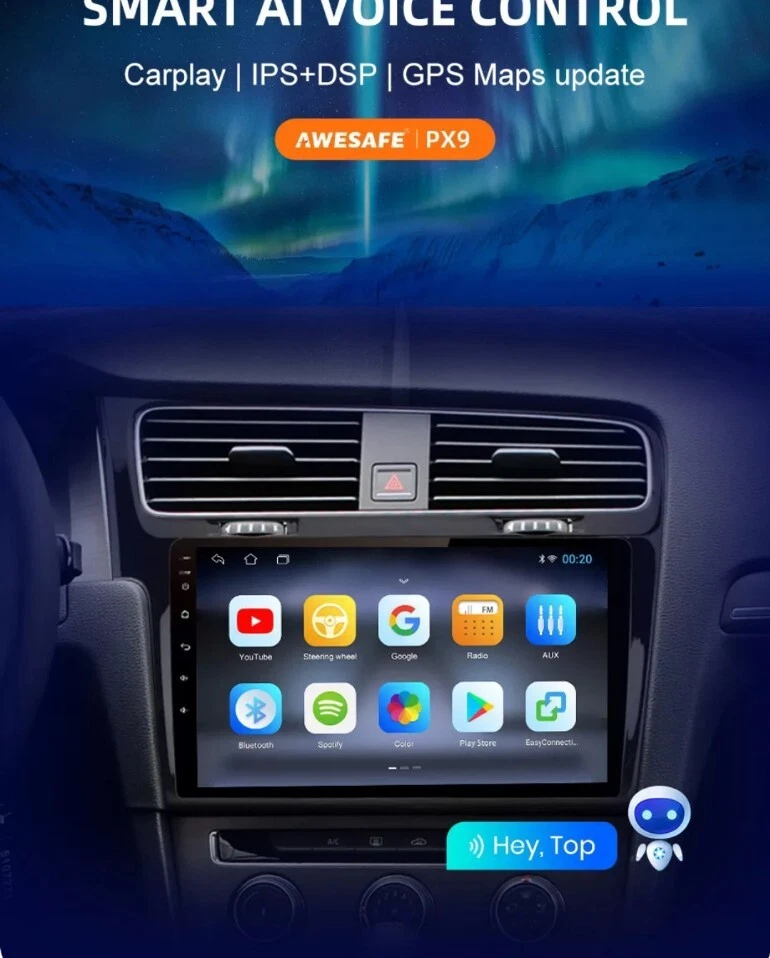 VOLSWAGEN GOLF 7 Autoradio Stereo 10" POLLICI Android wi-fi BT navigatore GPS - Immagine 4 di 4