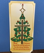 VINTAGE Christian Christianity Christmas Tree Ornament, Metal Frame Cross 6  NOS