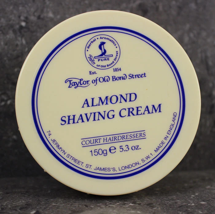 Taylor of Old Bond Street Almond Rasiercreme Schüssel Schaum 150g Topf Pinsel