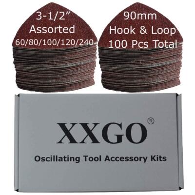 100 Pcs 31/2 Inch 90mm Triangular 60/80 /100/120 /240 Grits Hook & Loop Multitoo