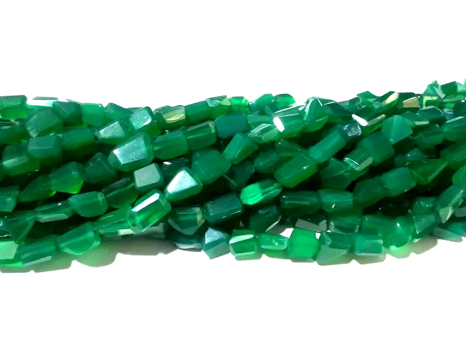 Green Onyx Nugget Tumble Faceted 7-10mm Natural Gemstone Beads 1 Strand 10"Inch - Image 4 of 4