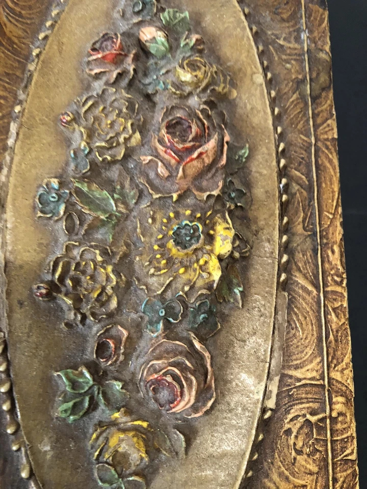 Rare Intricate Antique Wood Wedding Card Storage Gift Box Roses Flowers - Image 3 of 4