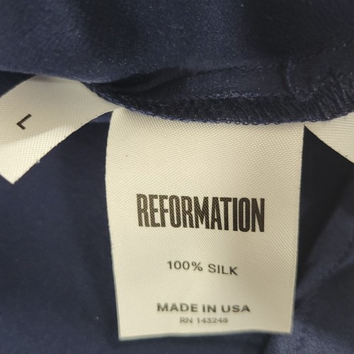 Canotta Reformation Cami donna grande 100% seta blu raso relaxed classica - Foto 4 di 5