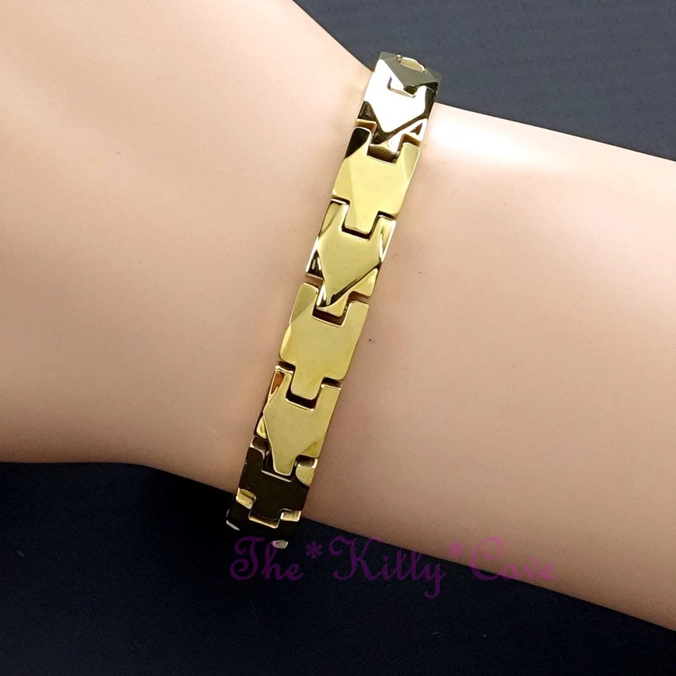 Kraftvoll Magnetisch Wolfram CTS Arthritis Schmerzen Dünn 24KGB Gold Bio Armband - Bild 4 von 4