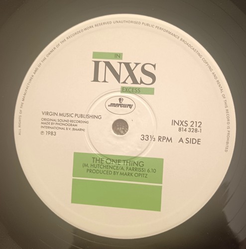 Australian Group INXS Twelve Inch Vinyl Single - The One Thing. A3/B1. - Imagen 4 de 5