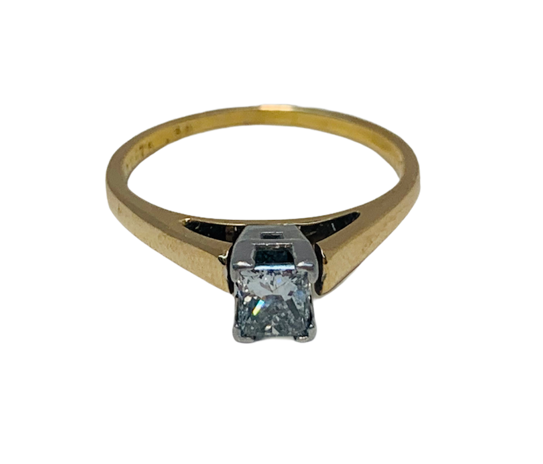 Zales PRINCESS CUT DIAMOND 0.38ct RING 18k YELLOW GOLD 1.8dwt SIZE