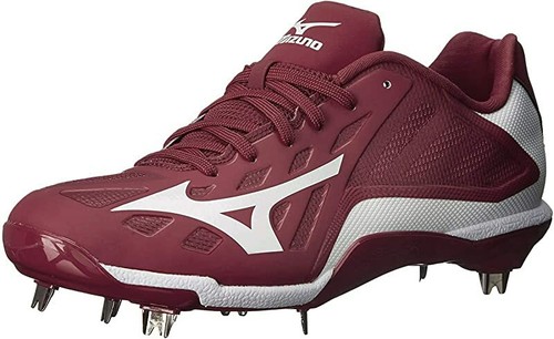 Mizuno Heist IQ MX Cleat Men's Baseball, MAROON-WHITE, 11.5