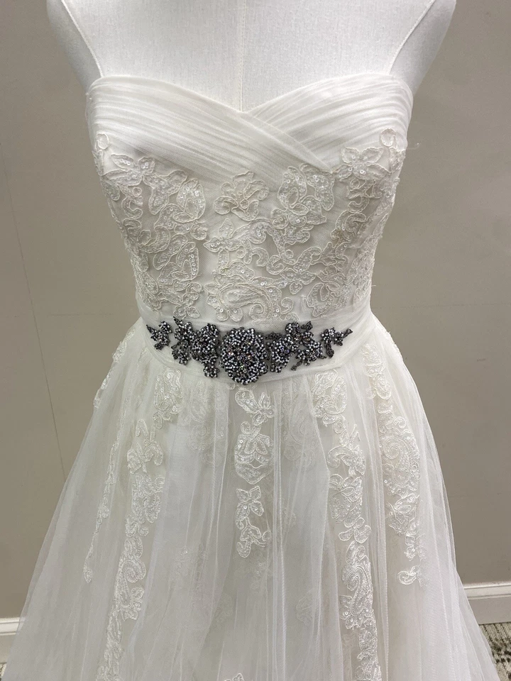 Pronovias NUEVO $2135 Vestido de novia Vestido de novia Talla 12 Blanco roto Foto 3 de 4