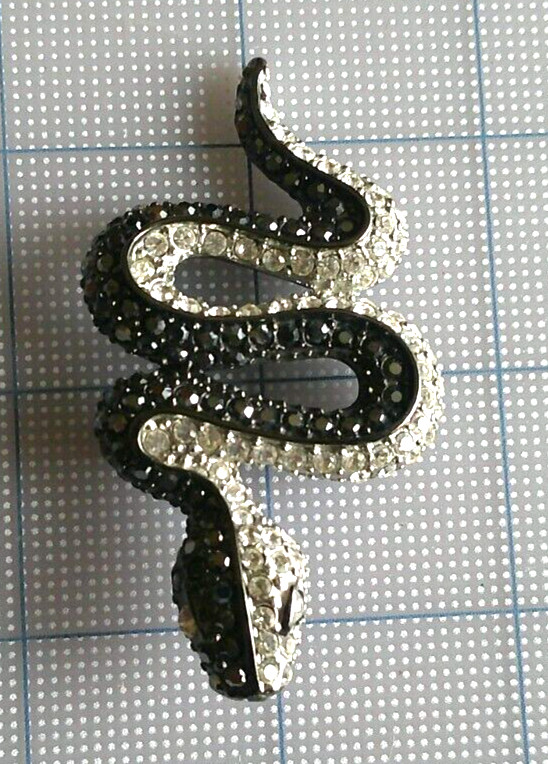 Vtg Kenneth Jay Lane KJL Brooch SNAKE Serpent Bla… - image 1