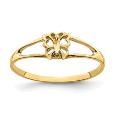 14k Yellow Gold Mini Butterfly Ring for Women Size 7, 0.77gram